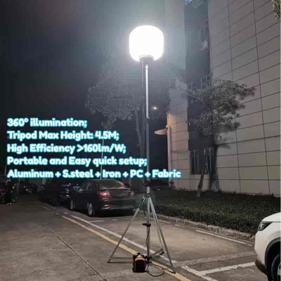 360° 조명 60W 100W 120W 320W 건설 현장용 삼각대 위에 있는 반사 없는 LED 빛 풍선